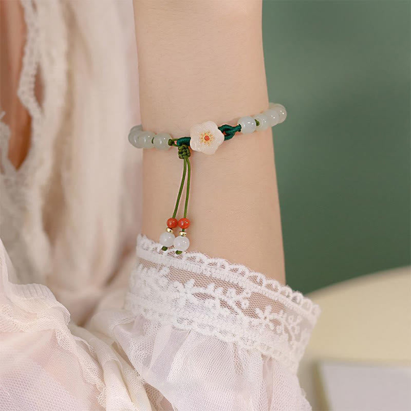 KarmaRipple's Jade Peach Blossom Flower Fortune Bracelet p7