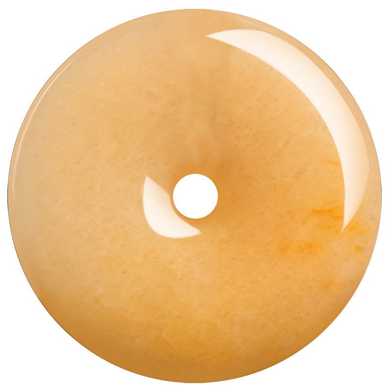 KarmaRipple's Round Golden Silk Jade Peace Buckle Wealth Necklace Pendant p10