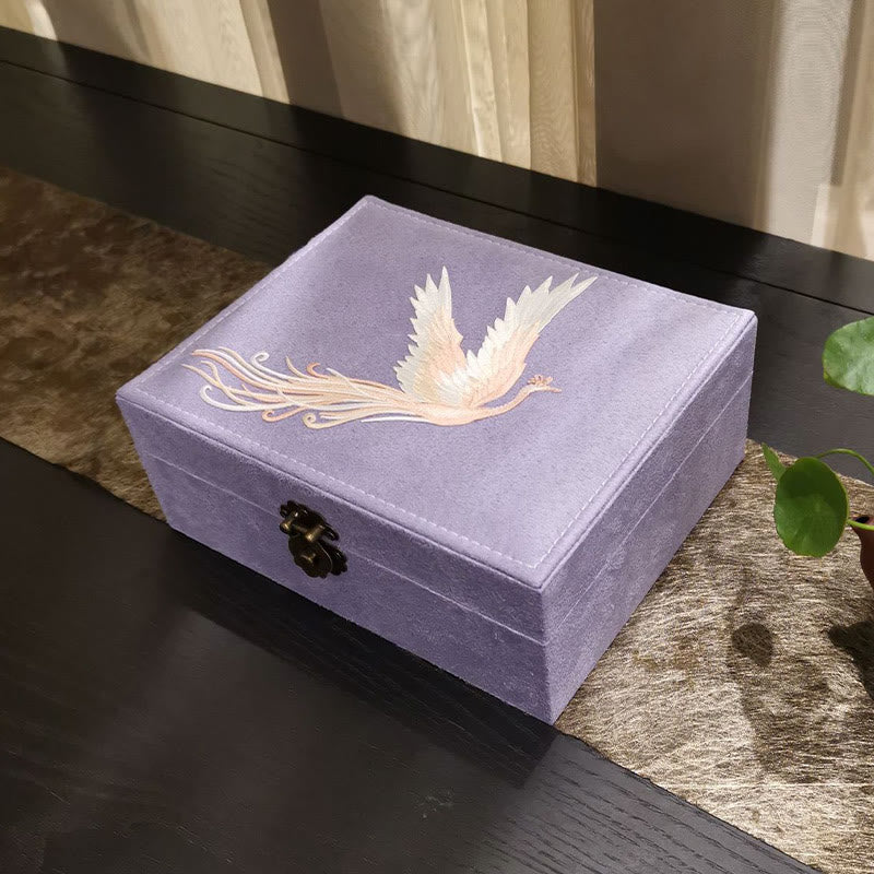 KarmaRipple's Purple Phoenix Jewelry Box Organizer Two-Layer Jewelry Storage Box Flannel Box p11