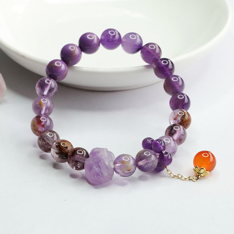 KarmaRipple's Authentic Amethyst Purple Phantom Gemstone Spiritual Awareness Bracelet p9