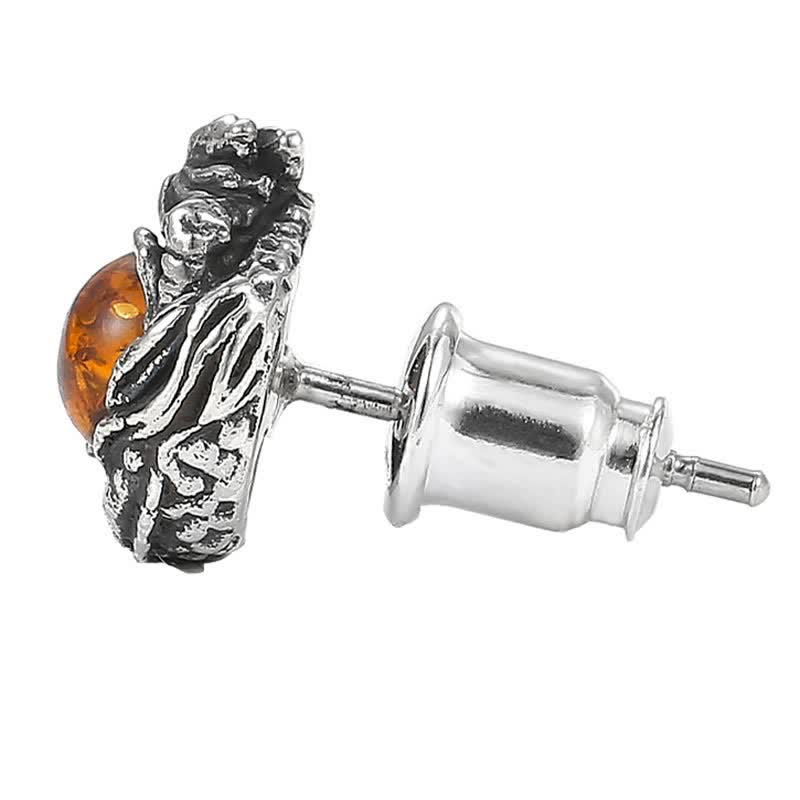 KarmaRipple's 925 Sterling Silver Authentic Amber Dragon Success Protection Stud Earring p8