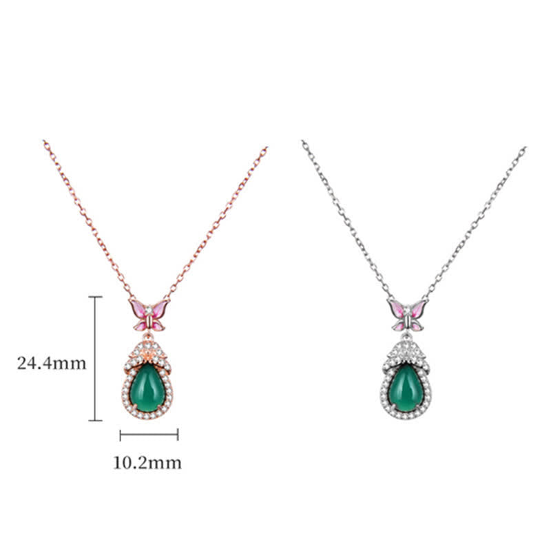 KarmaRipple's 925 Sterling Silver Green Chalcedony Butterfly Zircon Courage Pendant Necklace p10