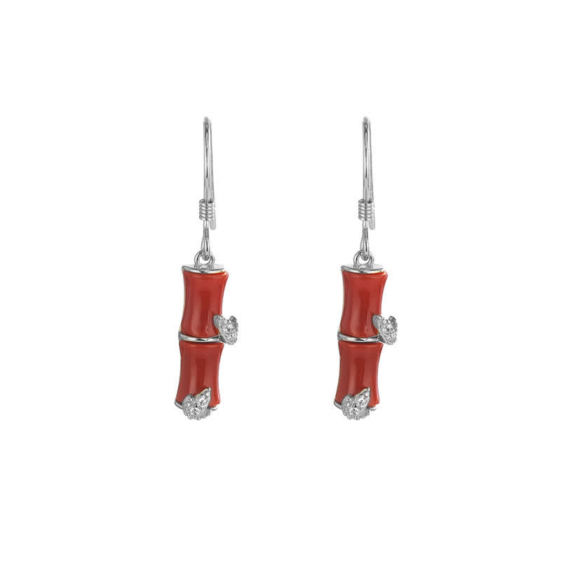 KarmaRipple's 925 Sterling Silver Hetian Jade Chrysoberyl Cat Eye Red Agate Bamboo Fortune Drop Earrings p23