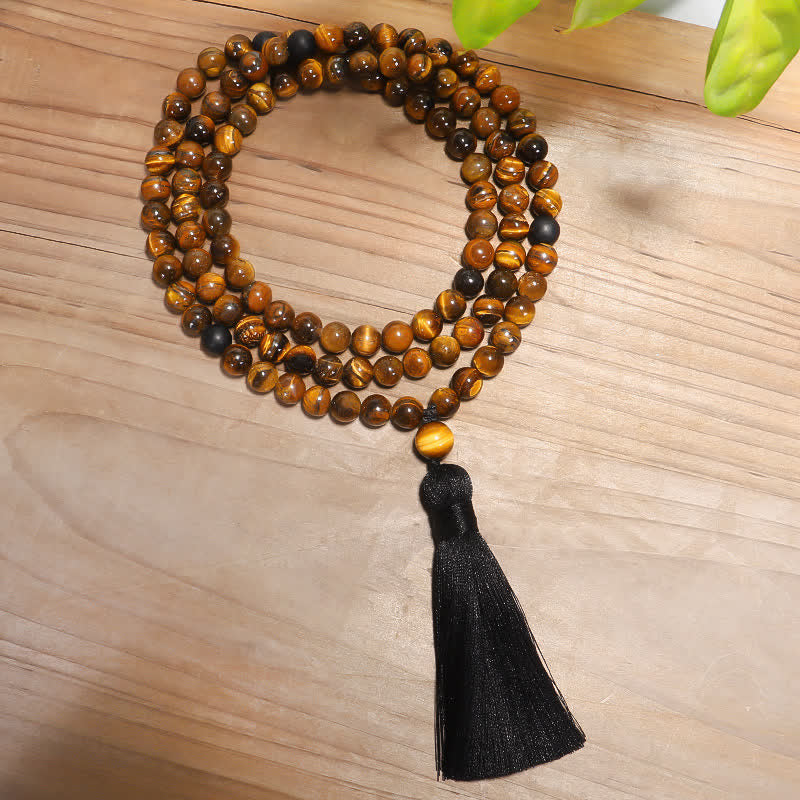 KarmaRipple's 108 Beadwork Mala Tiger Eye Protection Tassel Bracelet p7