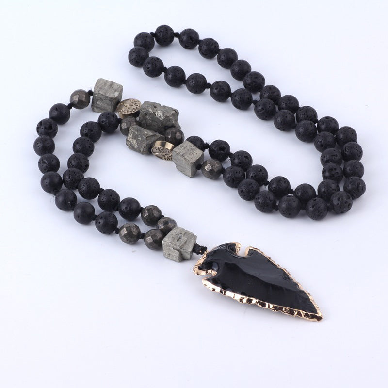 KarmaRipple's Authentic Lava Rock Yoga Meditation Pendant Arrow Necklace p1