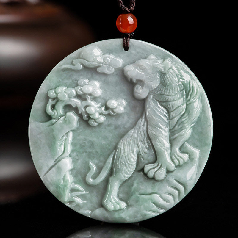 KarmaRipple's Chinese Zodiac Tiger Jade Protection Pendant String Necklace p15
