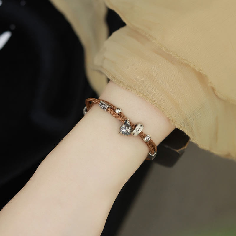 KarmaRipple's 925 Sterling Silver Gold Swallowing Beast Koi Fish Wealth Handcrafted Woven Bracelet p3