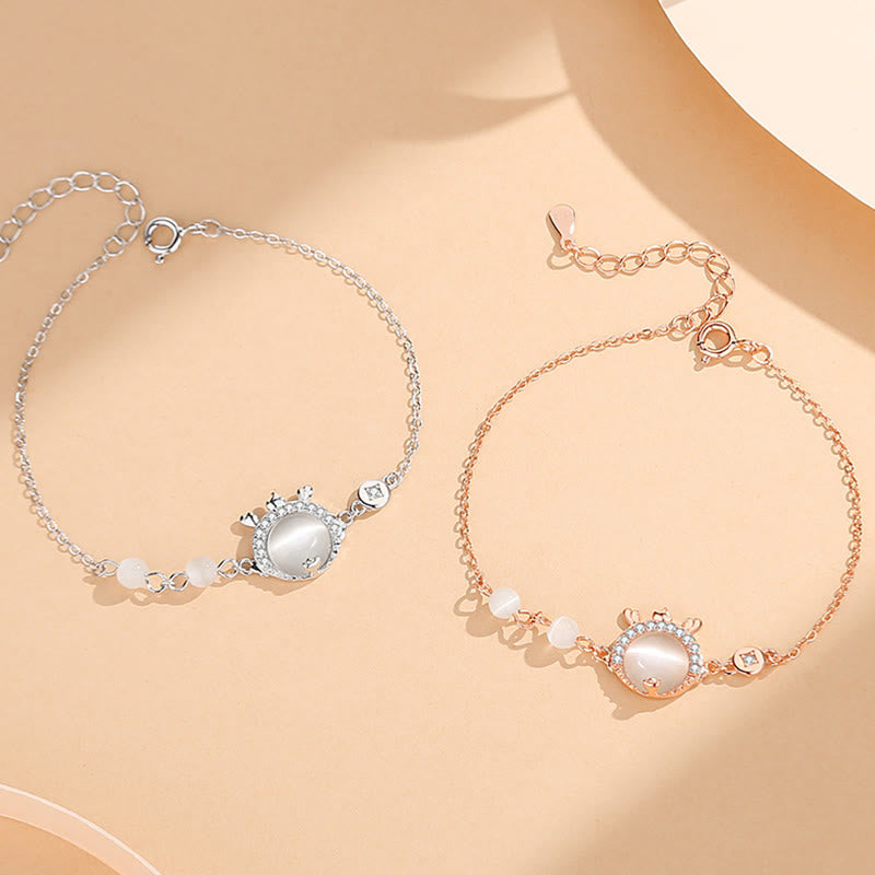 KarmaRipple's 925 Sterling Silver Year of the Dragon Cat's Eye Cute Dragon Bronze Coin Protection Bracelet Pendant Necklace Earrings ( p8