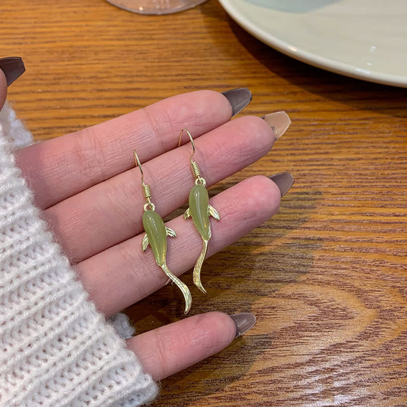 KarmaRipple's Fish Pattern Jade Fortune Dangle Drop Earrings p13