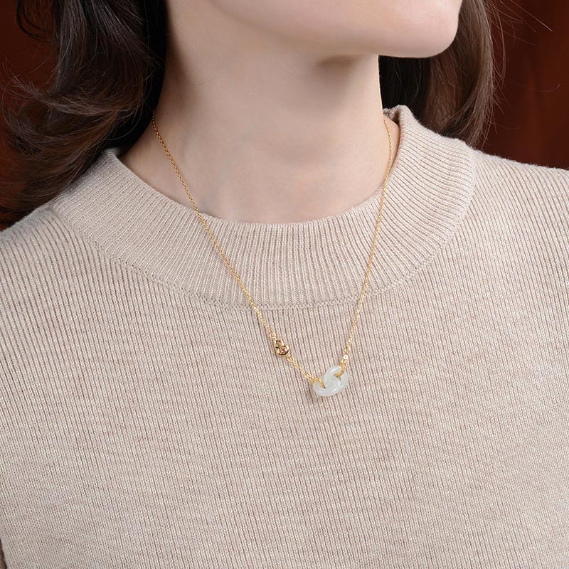 KarmaRipple's 925 Sterling Silver Round Jade Fortune Prosperity Pendant Chain Necklace p5