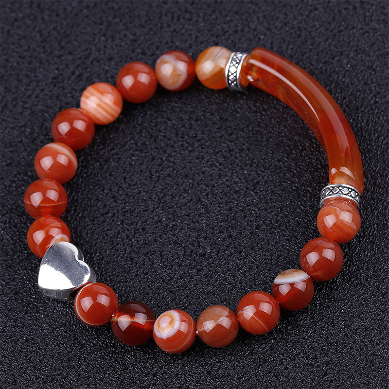 KarmaRipple's Authentic Gemstone Beadwork Unisex Heart Bracelet ( p15