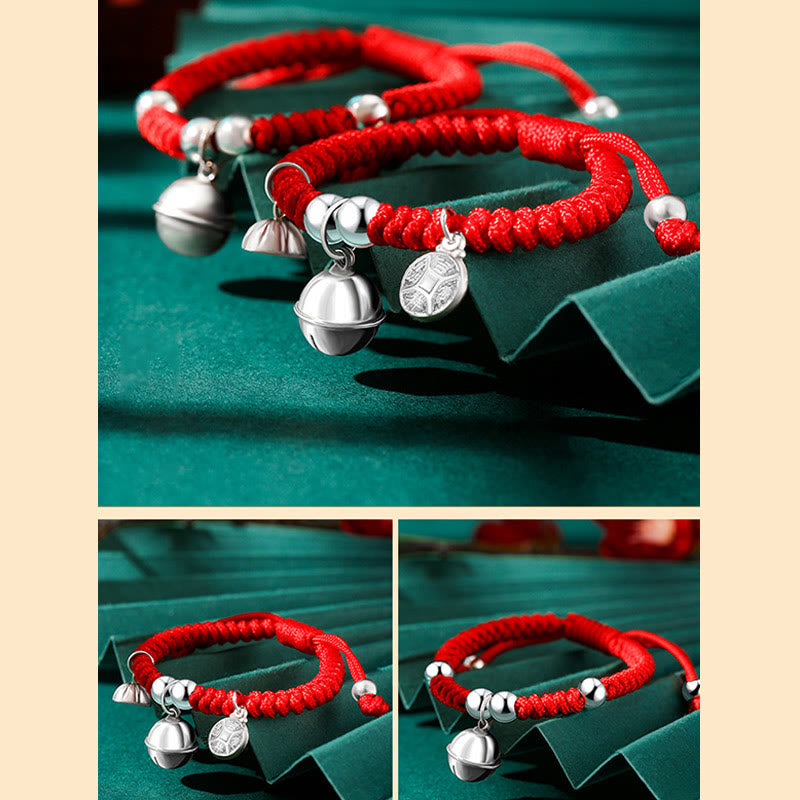 KarmaRipple's 925 Sterling Silver Handmade Fu Character Fortunate Money Bag Chinese Lock Talisman Bell Lotus Bronze Coin King Kong Weave Woven Kids Bracelet p18