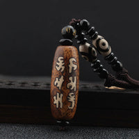 KarmaRipple's Tibet Om Mani Padme Hum Dzi Bead Avalokitesvara Pattern Wealth Pendant Necklace