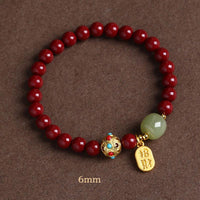 KarmaRipple's Cinnabar Green Aventurine Fortune Protection Talisman Bracelet