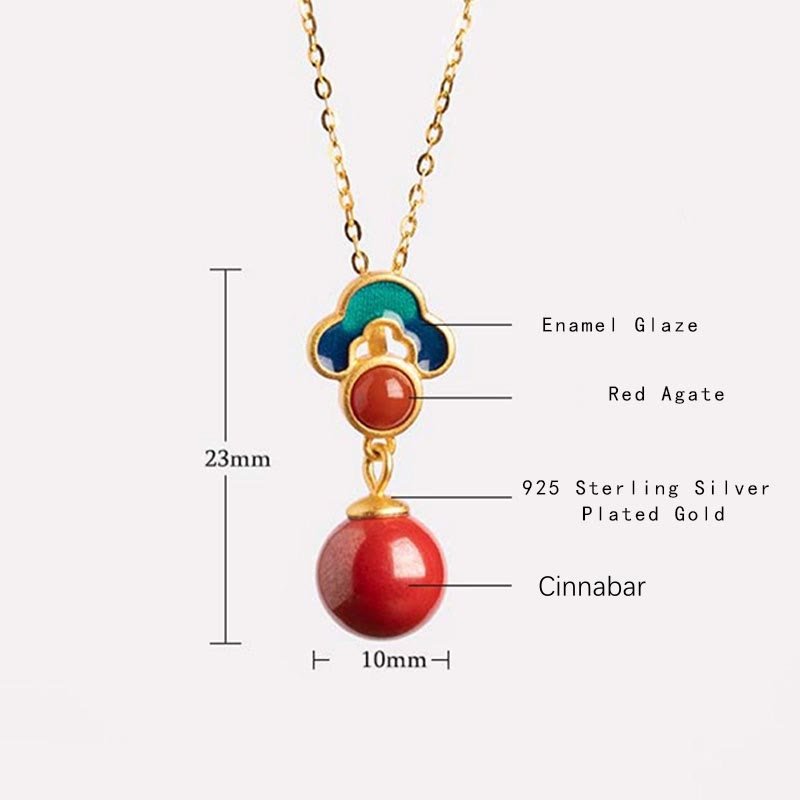 KarmaRipple's 925 Sterling Silver Plated Gold Cinnabar Red Agate Blessing Pendant Necklace Earrings Ring Set p14