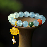 KarmaRipple's Authentic Aquamarine Amber Chinese Knotting Talisman Peace Bracelet