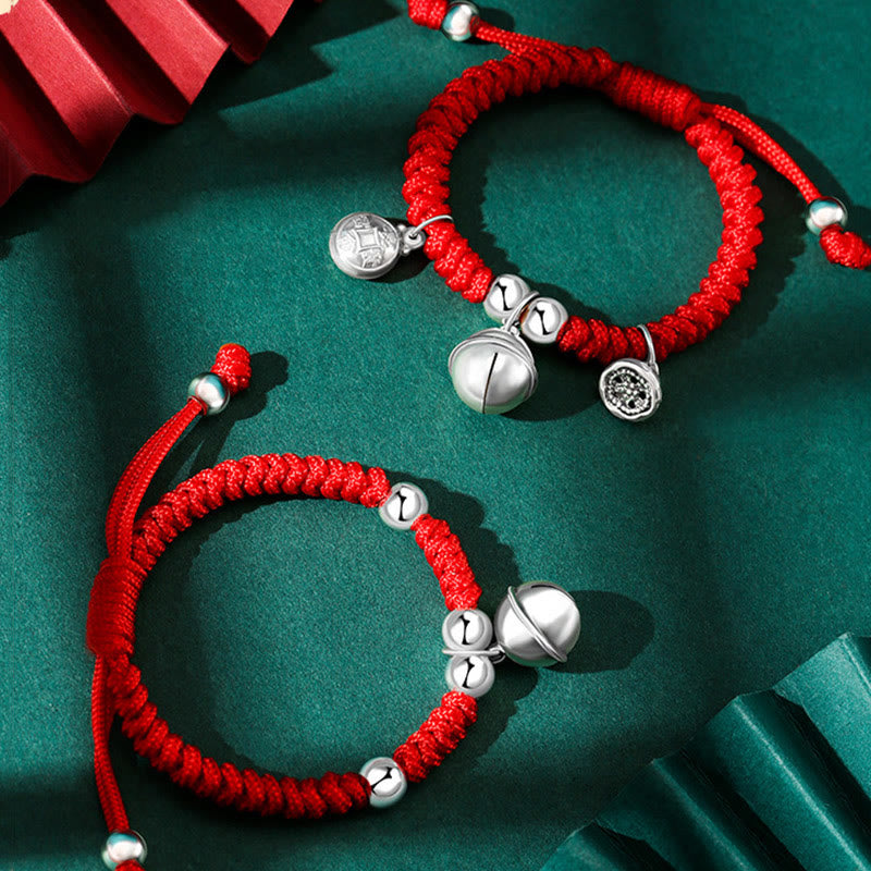 KarmaRipple's 925 Sterling Silver Handmade Fu Character Fortunate Money Bag Chinese Lock Talisman Bell Lotus Bronze Coin King Kong Weave Woven Kids Bracelet p17