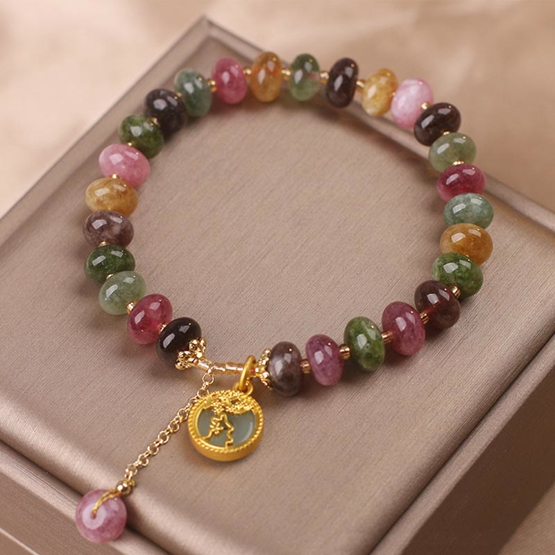 KarmaRipple's Colorful Tourmaline Cute Flower Rabbit Talisman Love Bracelet p15