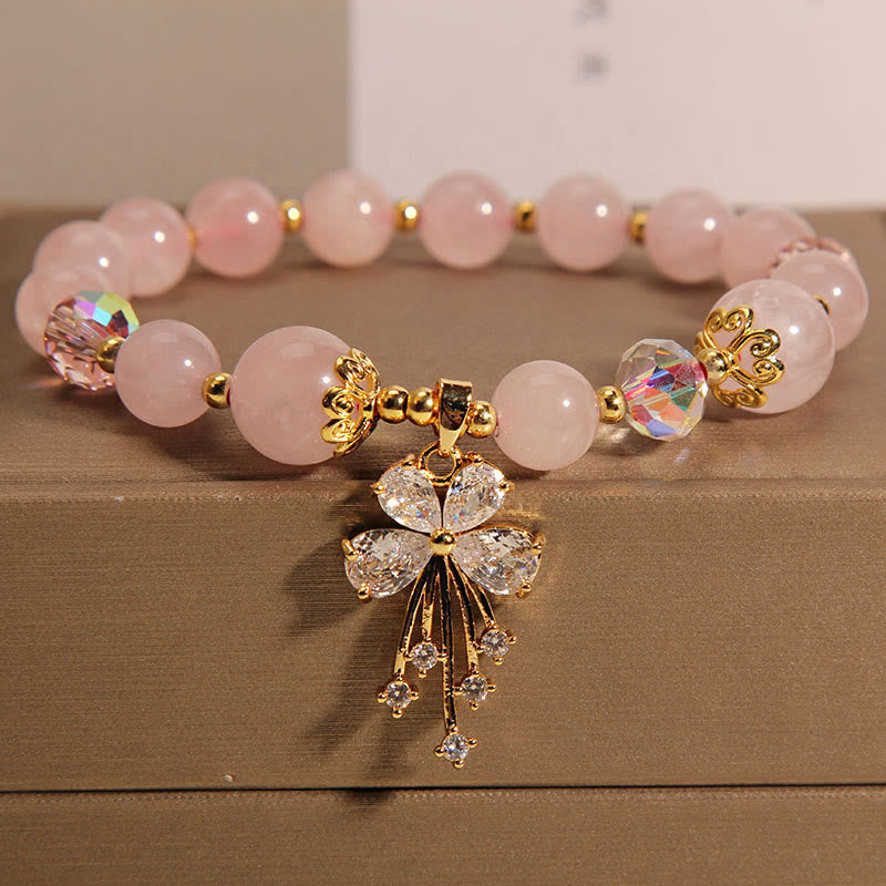 KarmaRipple's Aquamarine Pink Gemstone Balancing Zircon Butterfly Talisman Bracelet p12