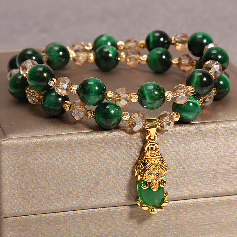 KarmaRipple's Tiger Eye Pixiu Fox Money Bag Protection Self Confidence Double Wrap Bracelet p14