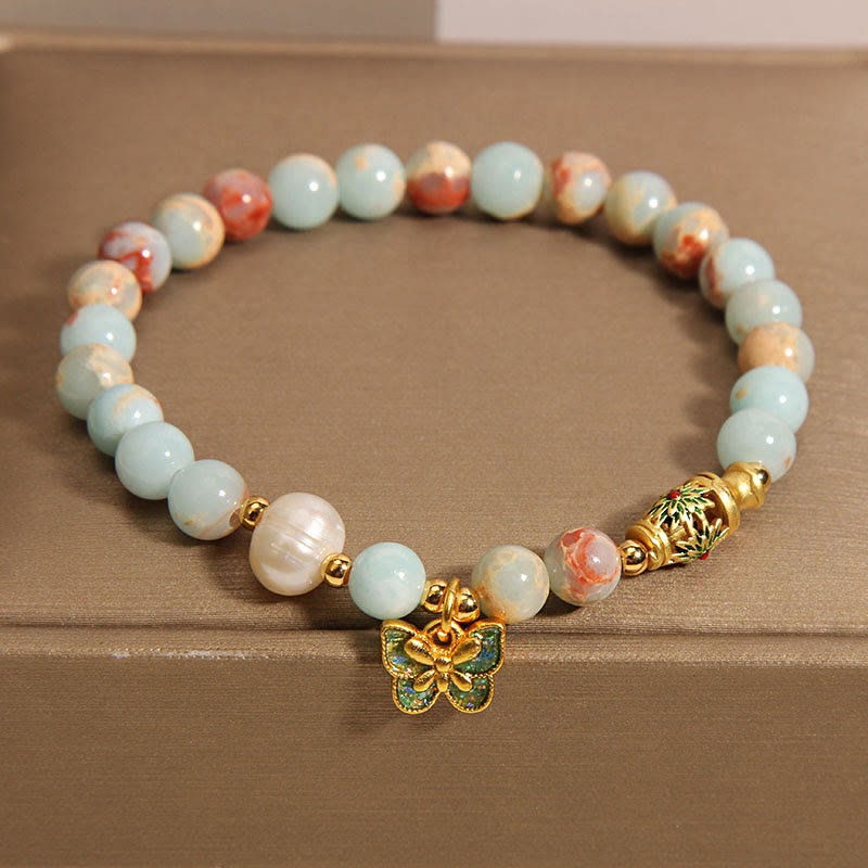 KarmaRipple's Shoushan Stone Pearl Butterfly Wealth Bracelet p5