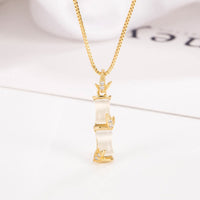 KarmaRipple's Chalcedony Bamboo Pattern Balance Pendant Necklace