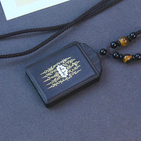 KarmaRipple's 999 Sterling Silver Ebony Wood Lotus Inlaid Calm Pendant Necklace