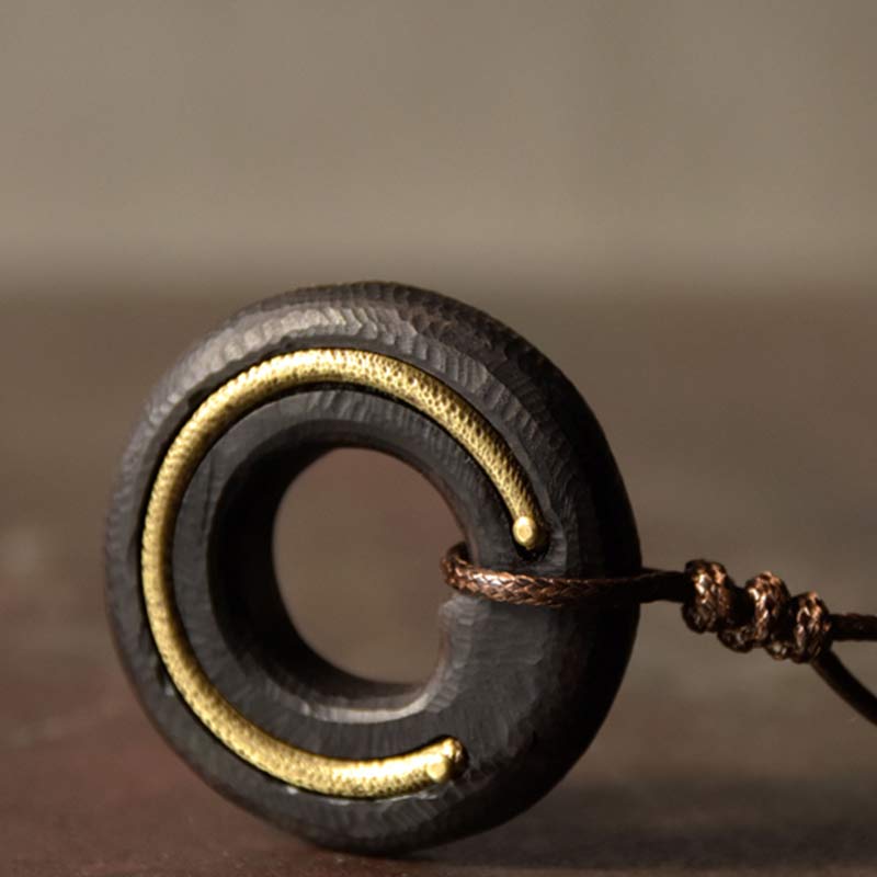 KarmaRipple's Zen Circle Ebony Wood Peace Calm Pendant Necklace p14