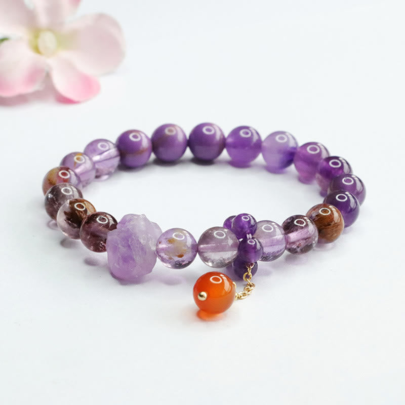 KarmaRipple's Authentic Amethyst Purple Phantom Gemstone Spiritual Awareness Bracelet p2