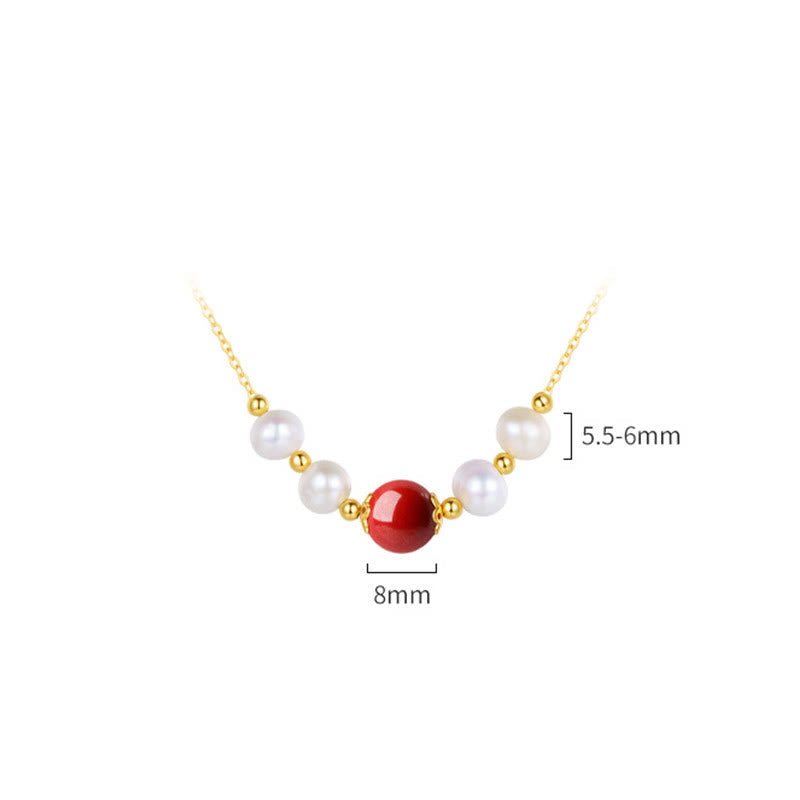 KarmaRipple's 925 Sterling Silver Pearl Cinnabar Sincerity Balancing Bead Chain Pendant Necklace p10