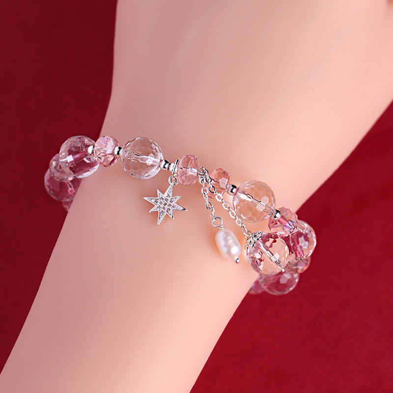 KarmaRipple's Ivory Gemstone Pink Gemstone Protection Star Talisman Bracelet p12