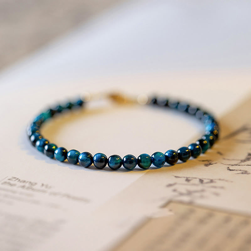 KarmaRipple's Authentic Blue Tiger Eye Stone Protection Chain Bracelet p1