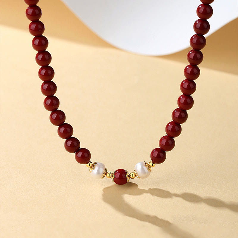 KarmaRipple's 925 Sterling Silver Authentic Cinnabar Pearl Blessing Pendant Necklace Bracelet Earrings Jewelry Set p2