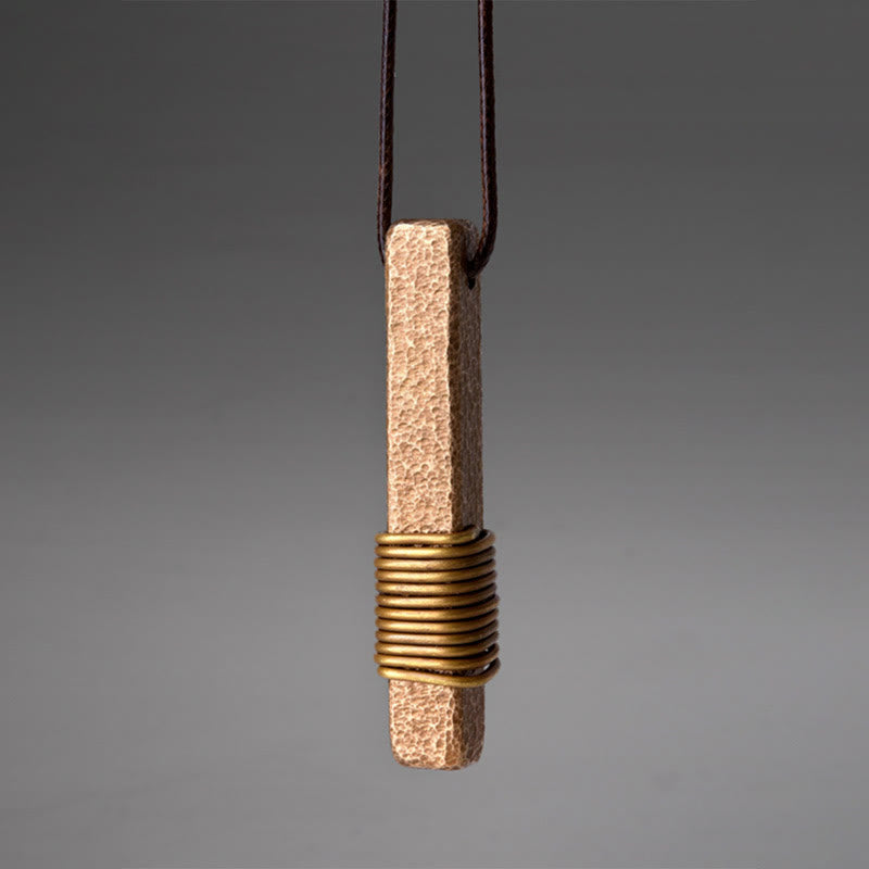 KarmaRipple's Vintage Textured Design Bronze Wealth Pendant Necklace p16