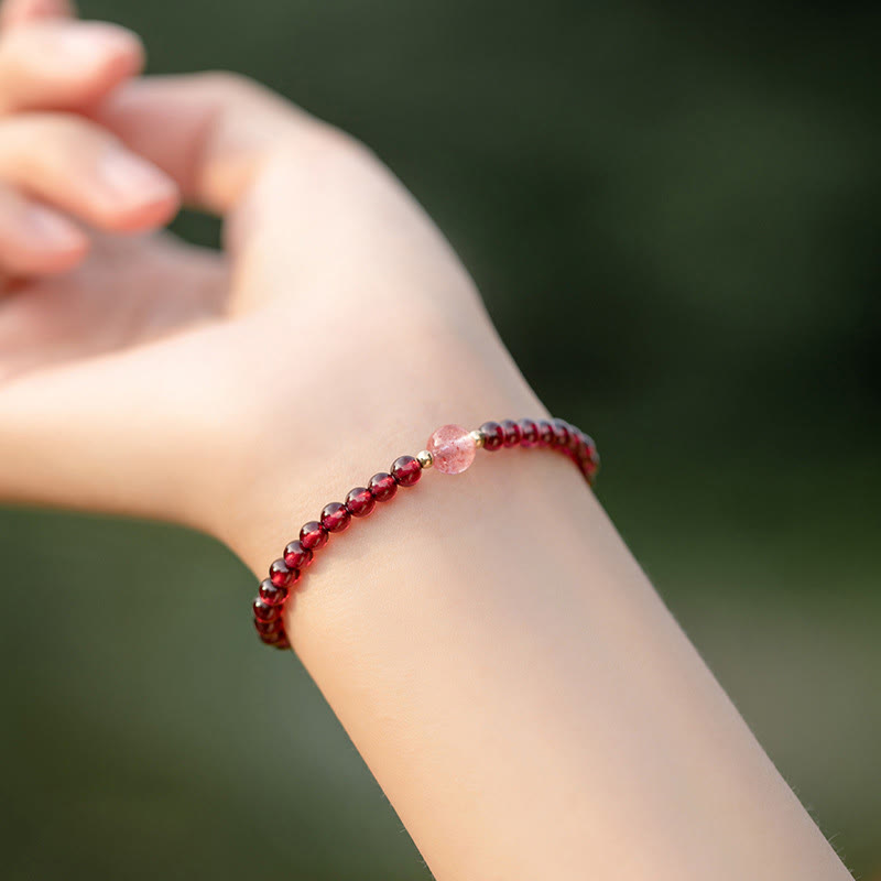 KarmaRipple's Authentic Garnet Strawberry Quartz Calm Bracelet p5
