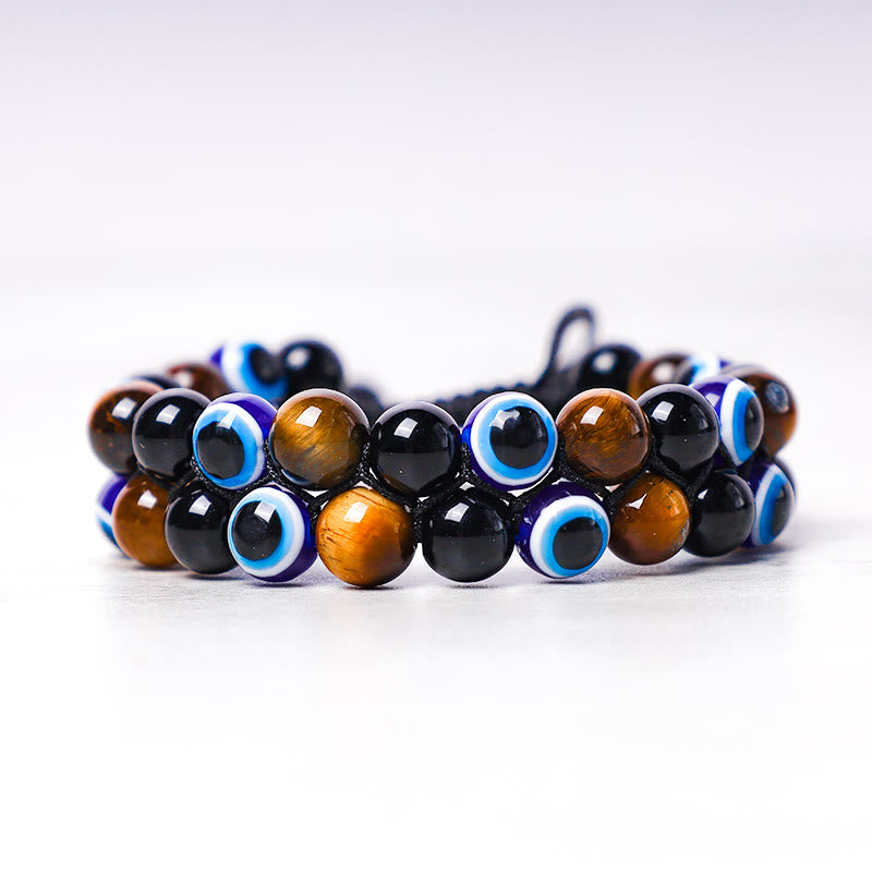KarmaRipple's Evil Eye Hematite Tiger Eye Protection Beaded Bracelet p21