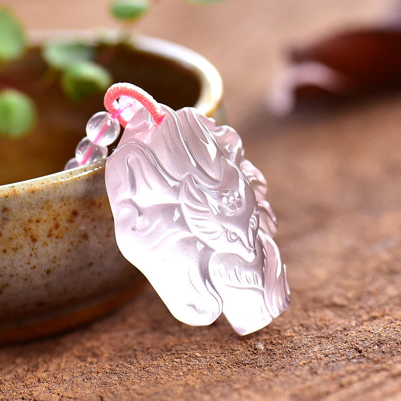 KarmaRipple's Authentic Pink Gemstone Nine Tailed Fox Love Pendant Necklace p2