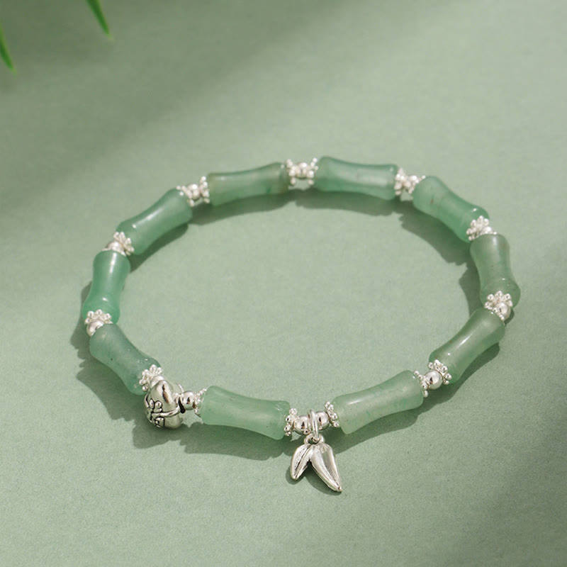 KarmaRipple's Peridot Ivory Jade Strawberry Quartz Green Aventurine Bamboo Fu Character Fortune Bracelet p5