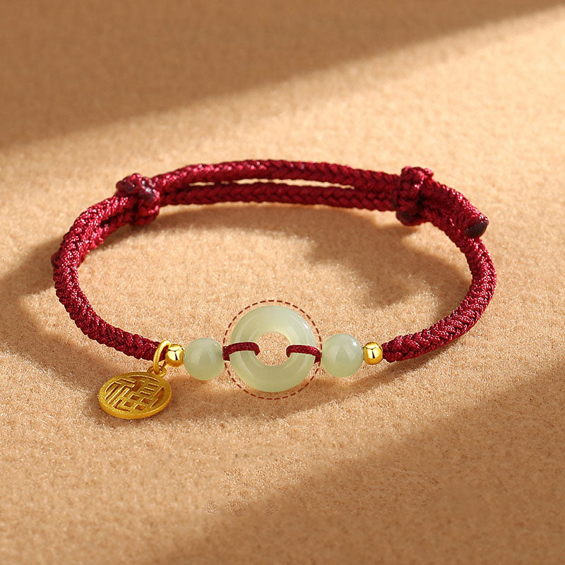 KarmaRipple's 925 Sterling Silver Hetian Jade Peace Buckle Fu Character Talisman Abundance Bracelet p17