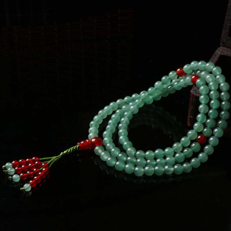 KarmaRipple's 108 Beadwork Green Aventurine Red Agate Fortune Mala Bracelet p9
