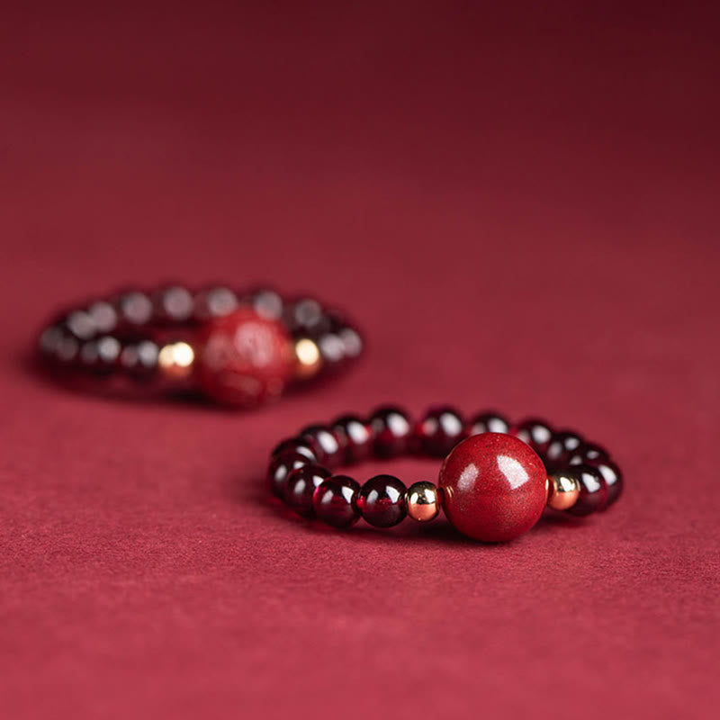 KarmaRipple's Garnet Cinnabar Fortunate Bead PiXiu Om Mani Padme Hum Rose Protection Ring p7
