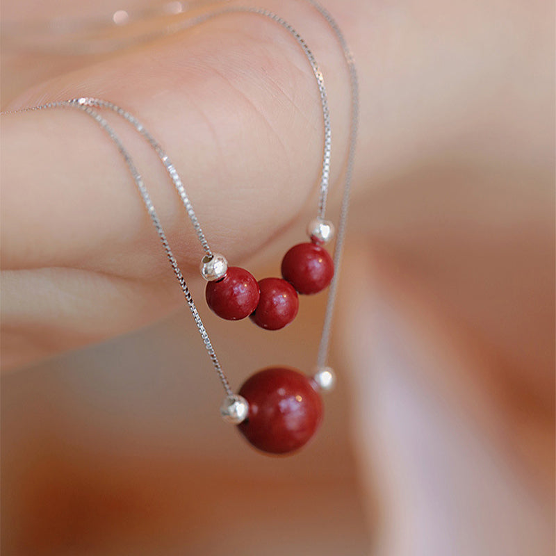 KarmaRipple's 925 Sterling Silver Cinnabar Bead Calm Blessing Pendant Necklace p10