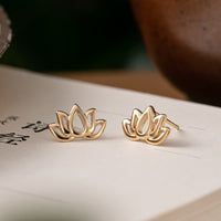 KarmaRipple's 925 Sterling Silver Lotus Flower Blessing Earrings