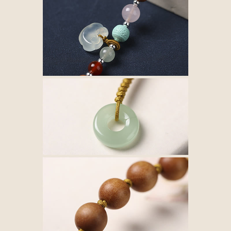 KarmaRipple's Green Sandalwood Chalcedony Peace Buckle Talisman Soothing Double Wrap Bracelet p13