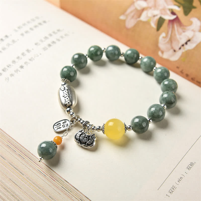 KarmaRipple's 925 Sterling Silver Cyan Jade Amber Success Bracelet p8