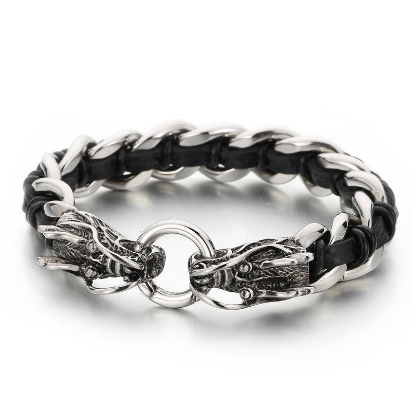 KarmaRipple's Dragon Leather Titanium Steel Protection Fortune Woven Bracelet p19