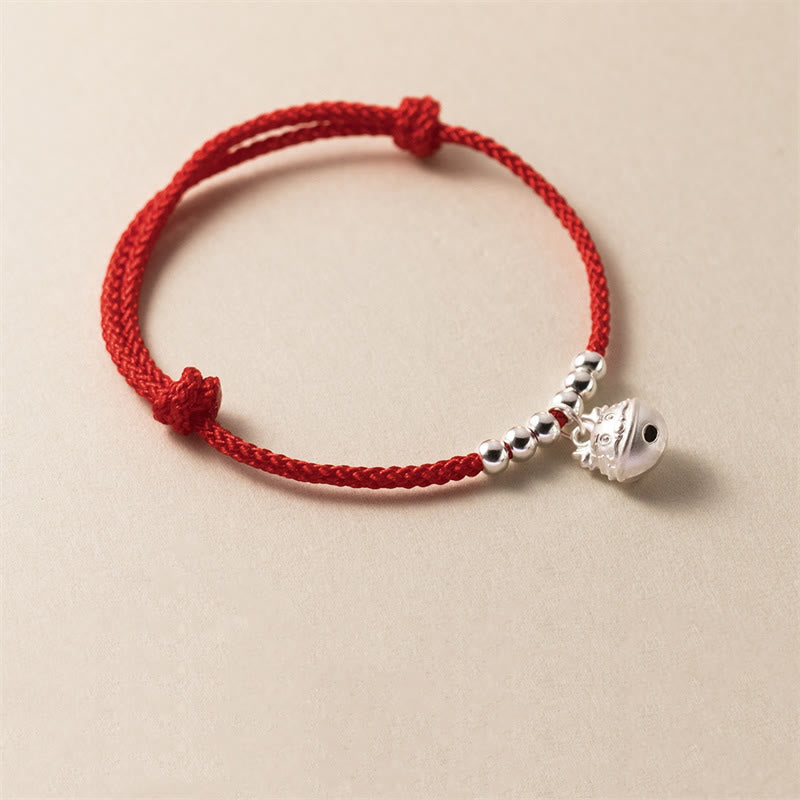 KarmaRipple's Year of the Dragon 925 Sterling Silver Handmade Dragon Carved Success Woven Red Bracelet p6