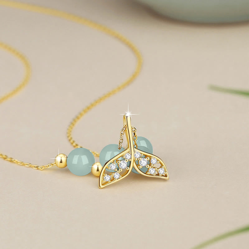 KarmaRipple's 925 Sterling Silver Hetian Jade Bead Fishtail Fortune Pendant Necklace p3