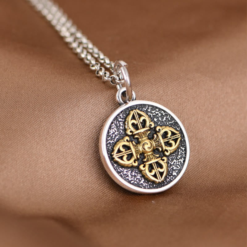 KarmaRipple's 925 Sterling Silver Double Dorje Vajra Blessing Pendant Necklace p2