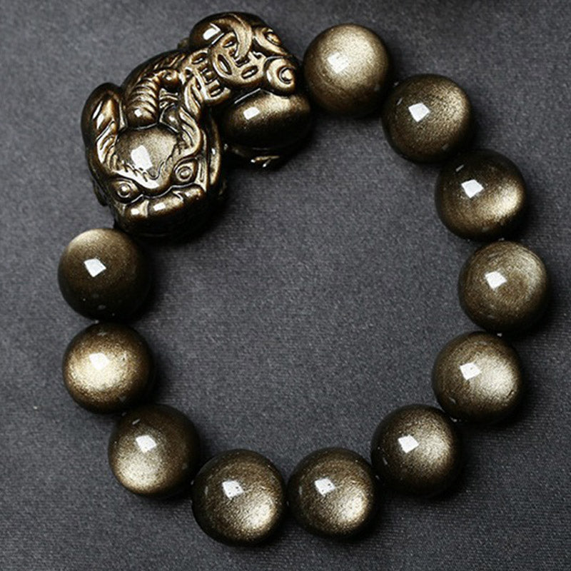 KarmaRipple's FengShui PiXiu Golden Obsidian Protection Bracelet p4